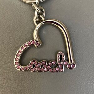 Coach Pink Rhinestone Heart Keychain